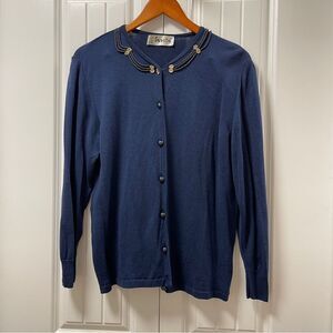 Vintage Italian 100% Merino Wool Beaded Cardigan -M